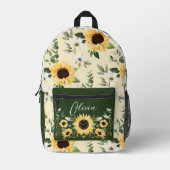 Chique Zonnebloem Bloemen Patroon Aangepaste Scrip Bedrukte Rugzak (Voorkant)