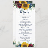 Chique Zonnebloem Burgundy Navy Blauwe Bloemige Br Menu (Voorkant / Achterkant)