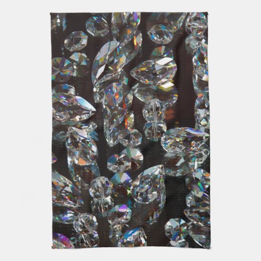 Chique Zwarde Diamant Kristal Abstract Patroon Cad Theedoek (Verticaal)