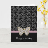 Chique zwart bloemig kaart (Gele Bloem)