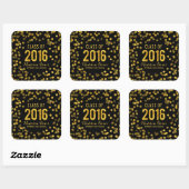 Chique Zwart en Goud Glitter Afstuderen Vierkante Sticker (Vel)