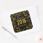 Chique Zwart en Goud Glitter Afstuderen Vierkante Sticker (Envelop)