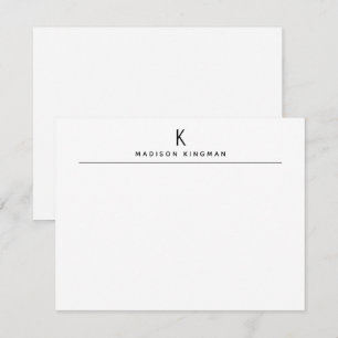 Chique Zwart en Wit Modern Monogram Eerste Letter Notitiekaartje