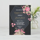 Chique Zwart & Goud Geometrisch lijst Verloving Kaart (Staand voorkant)