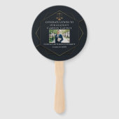 Chique Zwart Goud Recht School Foto Afstudeerfeest Handwaaier (Achterkant)