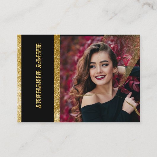 Chique Zwart & Goud Verjaardagsfeest Informatiekaartje (Voorkant)