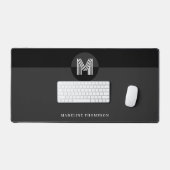 Chique zwart grijs wit geometrisch modern monogram bureaumat (Keyboard & Muis)