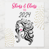 Chique zwart haar stylist afstuderen Party retro Wijn Etiket (Enkel label)