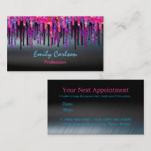 Chique zwart heet roze blauw druppels afsprakenkaartje (Voorkant / Achterkant)