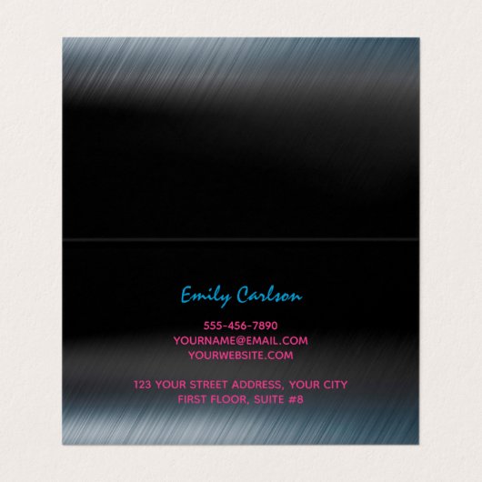 Chique zwart heet roze blauw druppels visitekaartjes (Binnenkant ongevouwen)