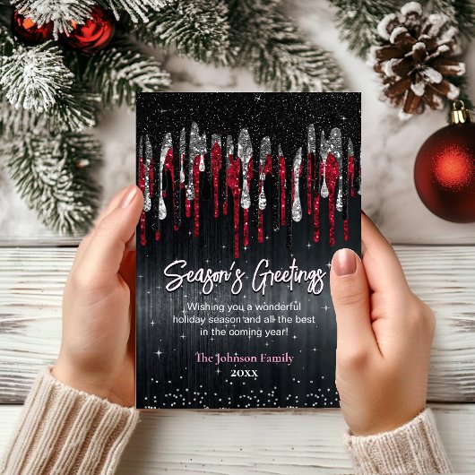 Chique zwart rood glitter druppels Kerstmis Nieuwj