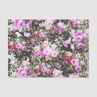 Chique zwart roze bloemengouden confetti tissuepapier