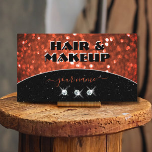 Chique Zwart Vermiljoen Rood Sparkle Glitter Glamo Visitekaartje
