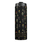 Chique zwart  Wildflower Pattern Thermosbeker (Voorkant)