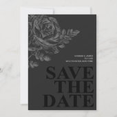 Chique Zwart Wit Bloemen Save the Date Kaart (Voorkant)