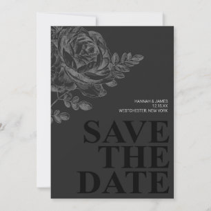 Chique Zwart Wit Bloemen Save the Date Kaart
