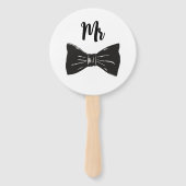 Chique zwart & wit bruid of bruidegom bruiloft spe handwaaier (Achterkant)