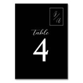 Chique zwart-wit bruiloft tafel nummer kaart (Voorkant)