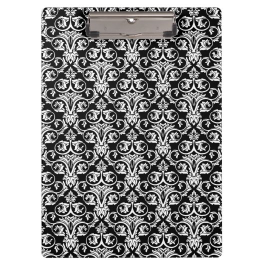 Chique zwart/wit damast rood lint klembord (Voorkant)