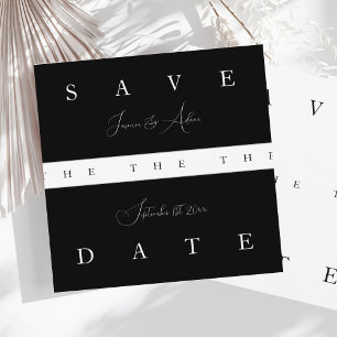Chique Zwart Wit Eenvoudige Typografie Huwelijk Save The Date