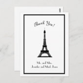 Chique zwart-wit Eiffeltoren Dank u Briefkaart (Voorkant / Achterkant)