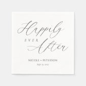 Chique zwart-wit gelukkig ooit na bruiloft servet (Voorkant)