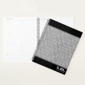 Chique zwart & wit geometrisch patroon monogram planner (Display)
