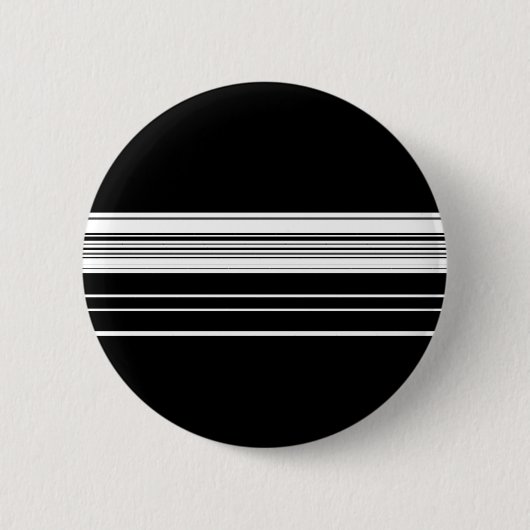 Chique zwart wit gestreept ronde button 5,7 cm (Voorkant)