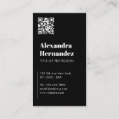 Chique Zwart Wit Haar Make-up Foto Initiaal QR Cod Visitekaartje (Achterkant)