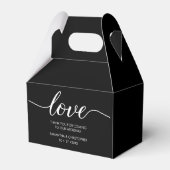 Chique Zwart Wit Liefde Script Custom Wedding Bedankdoosjes (Achterkant)