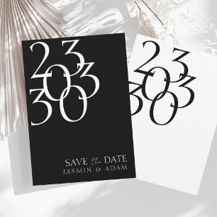 Chique zwart wit minimale typografie bruiloft save the date