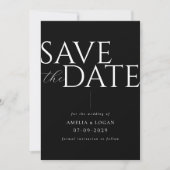 Chique Zwart-wit Modern Minimalist Save The Date (Voorkant)