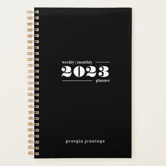 Chique Zwart Wit Typografie Wekelijks Maandelijks Planner (Voorkant)