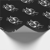 Chique Zwart & Wit Verdrietig Script Monogram Cadeaupapier (Hoek)