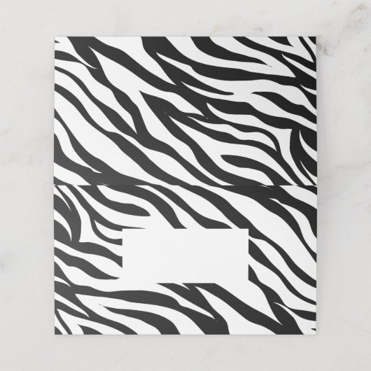 Chique zwart-wit zebraprint safari verjaardagsfees (Buitenkant ongevouwen)