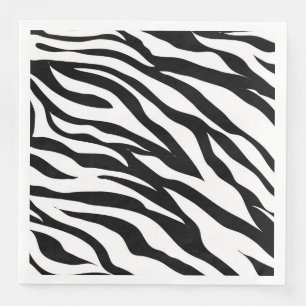 Chique zwart wit zebraprint safari verjaardagsfees servet