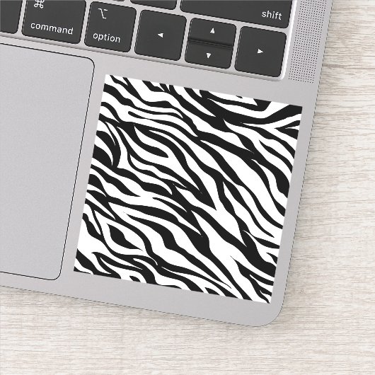 Chique zwart wit zebraprint safari verjaardagsfees sticker (Detail)