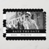 CHIQUE ZWART-WITTE STREPEN BEWAAR DE DATUM SAVE THE DATE (Voorkant / Achterkant)