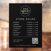 Chique Zwart Zakelijk Logo QR Code Store Uren Raamsticker (Vel 2)