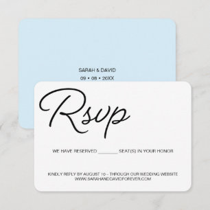 Chique zwarte en blauwe RSVP-huwelijksstoel gerese RSVP Kaartje