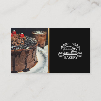 Chique Zwarte en Gouden Bakkerij Cupcake & Taart Visitekaartje