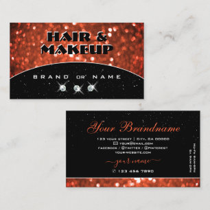 Chique Zwarte Glanzende Zalm Oranje Glitter Visitekaartje