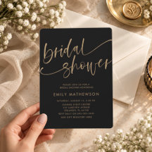 Chique zwarte & gouden kalligrafie bruidsdouche