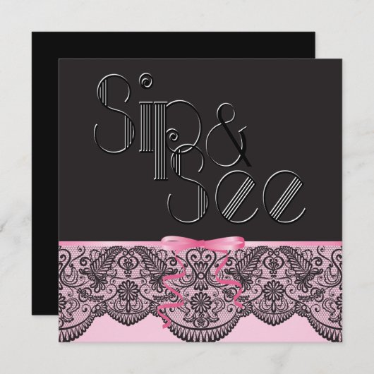 Chique zwarte kant en roze sip en see kaart (Voorkant / Achterkant)
