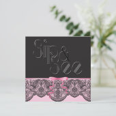 Chique zwarte kant en roze sip en see kaart (Staand voorkant)