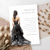 Chique zwarte trouwjurk bruidsfeest bedankt kaart