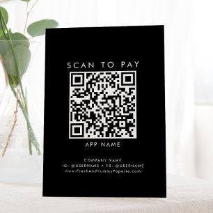 Chique zwarte typografie Zakelijke scan te betalen Reclamebord Met Voetstuk