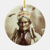 Chiricahua Apache Indian Leader Geronimo Portrait Keramisch Ornament (Achterkant)
