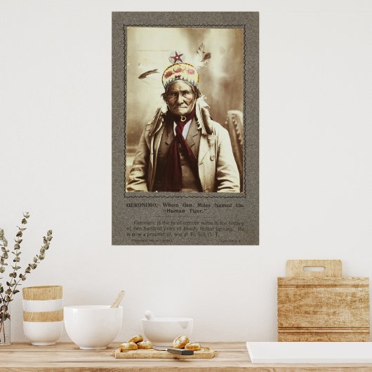 Chiricahua Apache Indian Leader Geronimo Portrait Poster (Keuken)