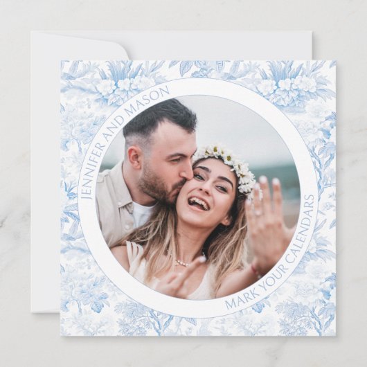 Chiroiserie bleue Enregistrer la date invitation p (Dos)